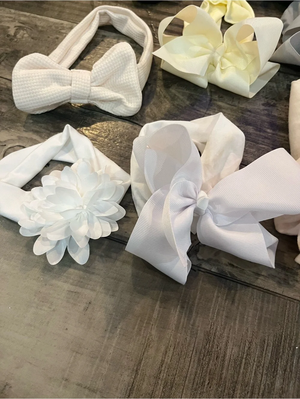 Girls Elastic Bow Headband Set - Neutral Colors